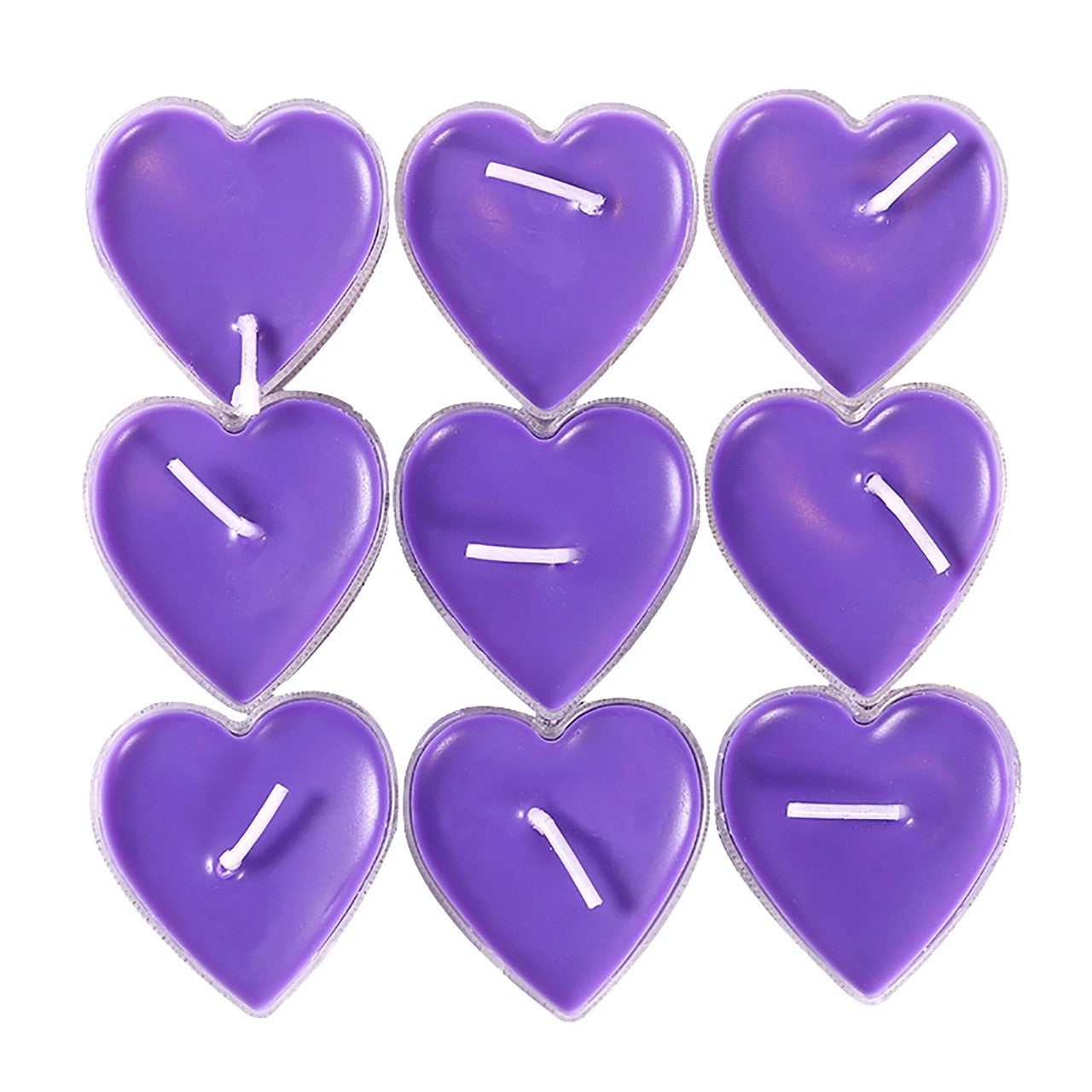 Set 9 Lumanari in Forma de Inima, Flippy, pentru Ziua Indragostitilor, Aroma de Lavanda, Ardere 3.5 h, din Parafina, 4