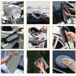 Set 9 Piese pentru Spalat Auto, Flippy, din Plastic si Microfibra, Perii si Lavete, Model B, Gri
