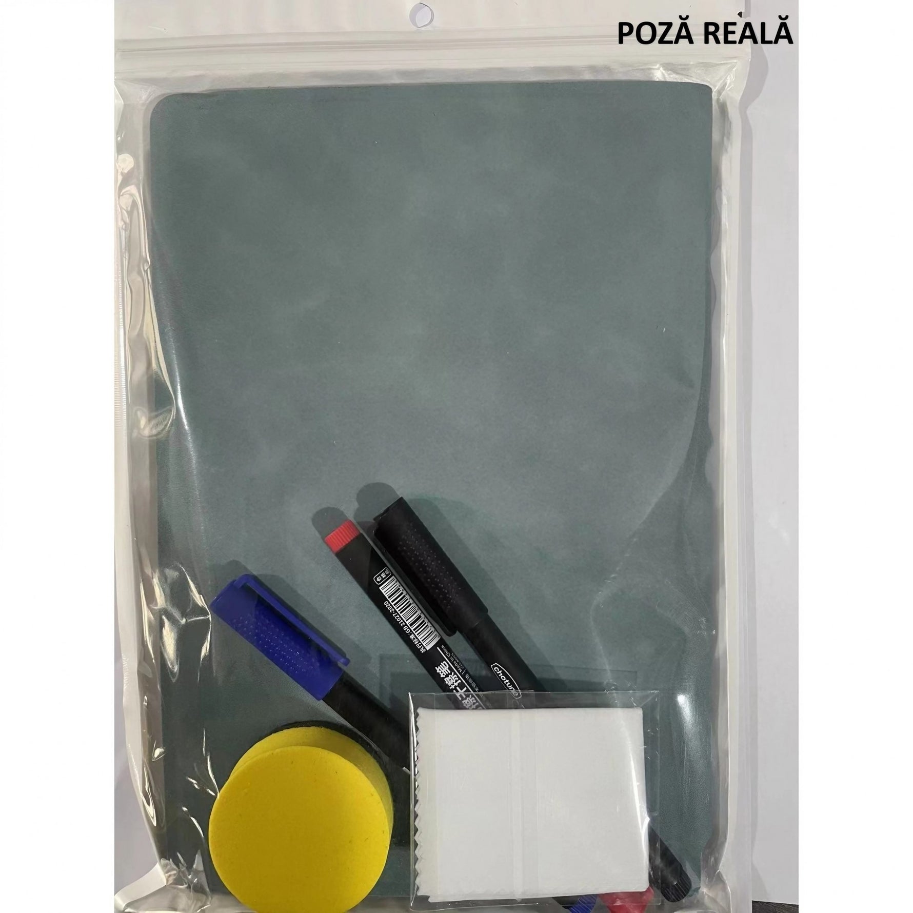 Set Agenda A5 Reutilizabila cu Pagini Tip Tabla, Agenda Pagini Albe cu Stergere Uscata, 3 Markere, 1 Burete și 1 Laveta