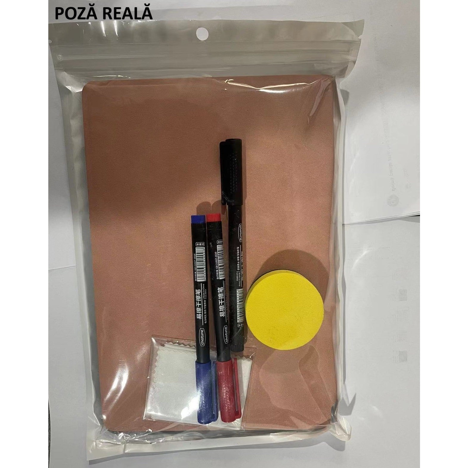 Set Agenda A5 Reutilizabila cu Pagini Tip Tabla, Agenda Pagini Albe cu Stergere Uscata, 3 Markere, 1 Burete și 1 Laveta