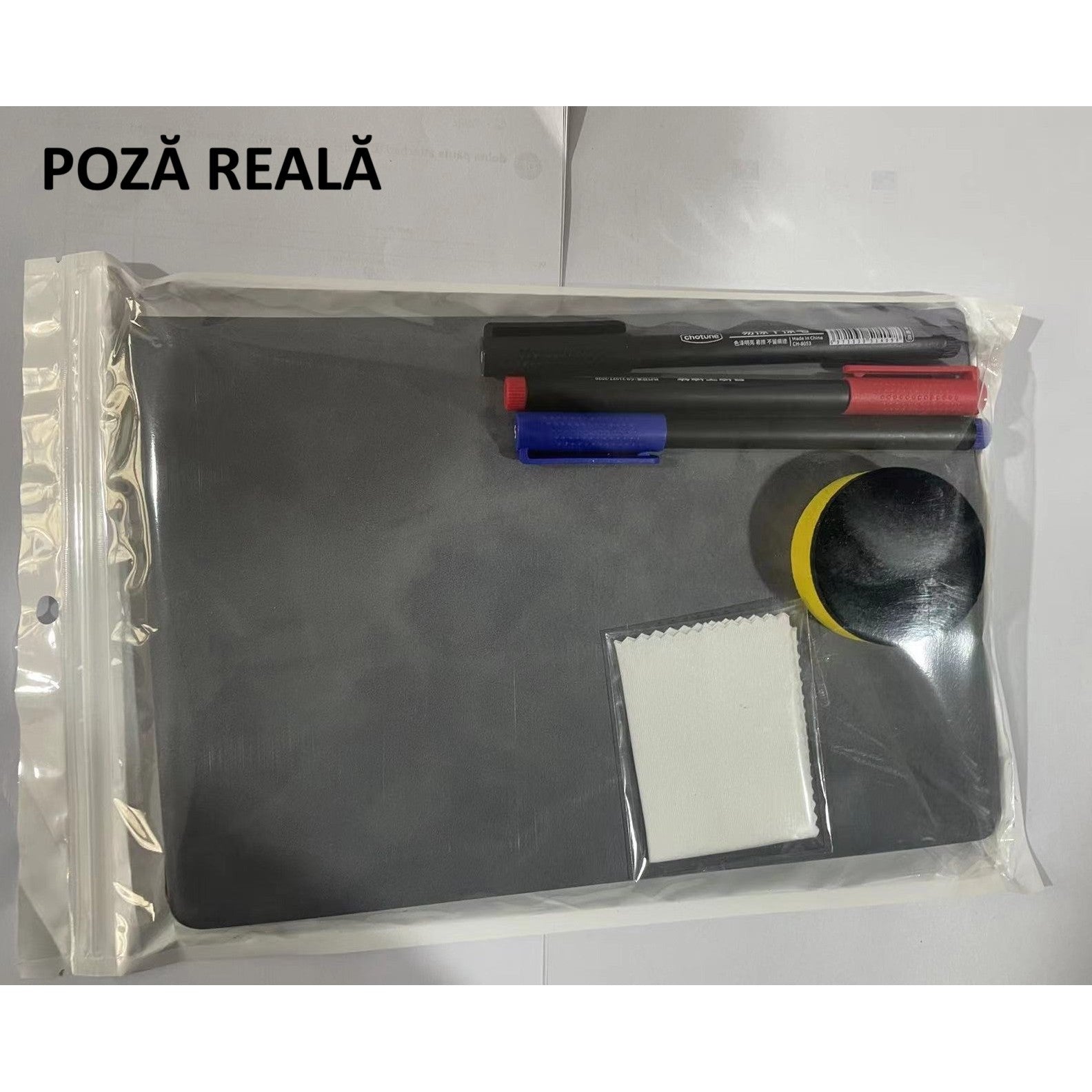 Set Agenda A5 Reutilizabila cu Pagini Tip Tabla, Agenda Pagini Albe cu Stergere Uscata, 3 Markere, 1 Burete și 1 Laveta