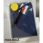 Set Agenda A5 Reutilizabila cu Pagini Tip Tabla, Agenda Pagini Albe cu Stergere Uscata, 3 Markere, 1 Burete și 1 Laveta