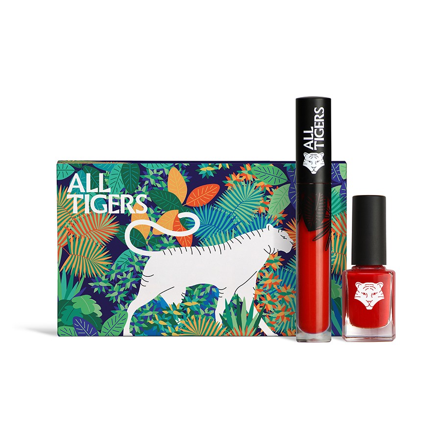 Set All Tigers: Natural & Vegan, Liquid Lipstick, 888, Call Me Queen, 8 ml + Natural & Vegan, Vegan, Nail Polish, 298, Hit It Big, 11 ml - Olmarkt