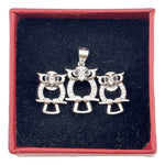 Set Pandativ cu Cercei pentru Dama, Jolie, Argint 925, Model Bufnita Contur, 4.1g, 2 cm x 1.1 cm, Argintiu