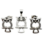 Set Pandativ cu Cercei pentru Dama, Jolie, Argint 925, Model Bufnita Contur, 4.1g, 2 cm x 1.1 cm, Argintiu