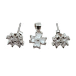 Set Cercei si Pandantiv, Jolie Silver, Argint 925, Model Floare 4 Petale, Pietre Zirconia Albe, 1.63 gr, Argintiu