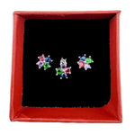 Set Cercei si Pandantiv din Argint 925, Jolie Silver, pentru Dama, Model Floare Rasucita Colorata, 2.07 g,