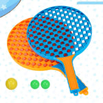 Set Badminton pentru Copii, Flippy, 2 Palete, 3 Mingi, Pentru Joaca si Antrenament, Albastru Portocaliu