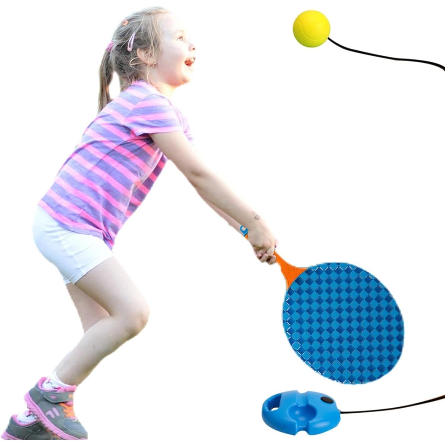 Set Badminton pentru Copii, Flippy, Doua Palete, Fluturas, 2 Mingi, Minge cu Elastic pentru Antrenament, Suport de