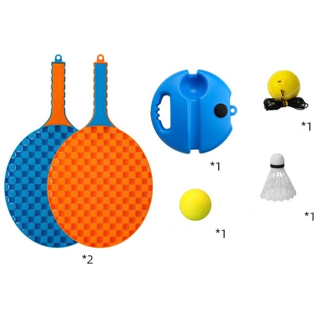 Set Badminton pentru Copii, Flippy, Doua Palete, Fluturas, 2 Mingi, Minge cu Elastic pentru Antrenament, Suport de