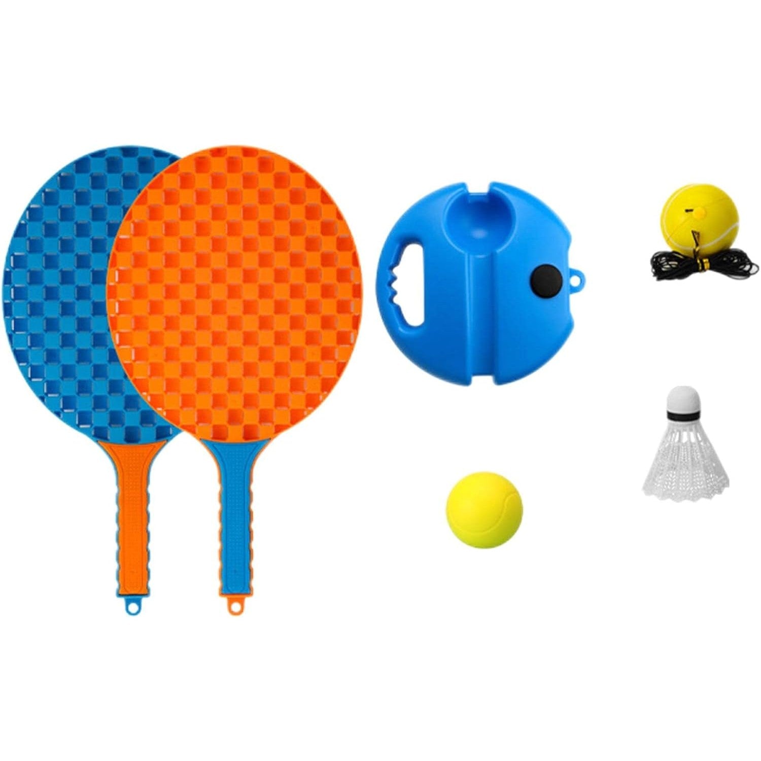 Set Badminton pentru Copii, Flippy, Doua Palete, Fluturas, 2 Mingi, Minge cu Elastic pentru Antrenament, Suport de