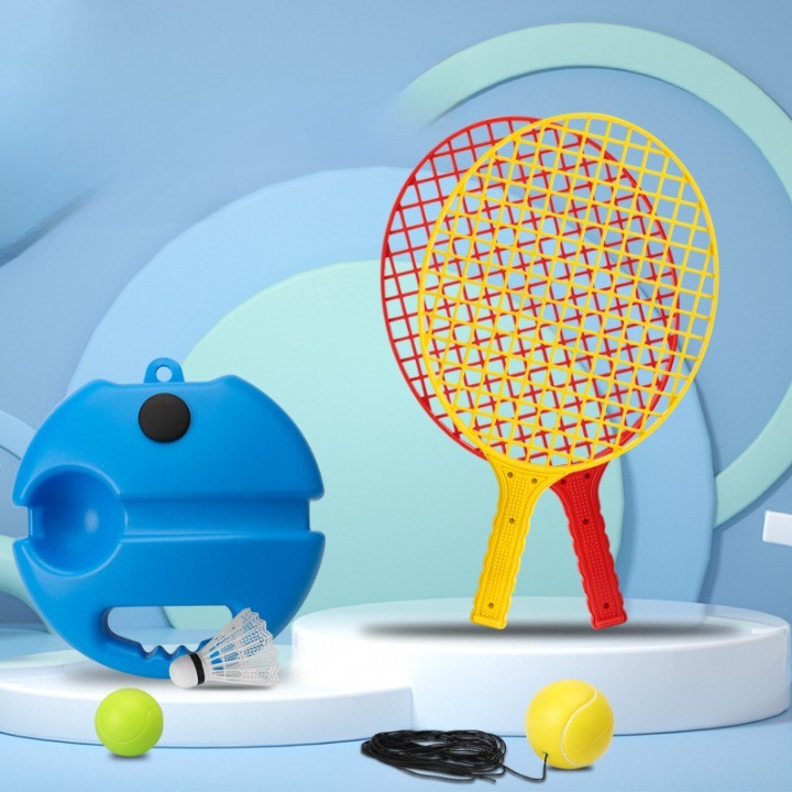 Set Badminton pentru Copii, Flippy, Doua Palete, Fluturas, 2 Mingi, Minge cu Elastic pentru Antrenament, Suport de