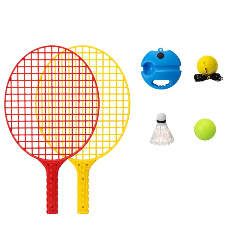 Set Badminton pentru Copii, Flippy, Doua Palete, Fluturas, 2 Mingi, Minge cu Elastic pentru Antrenament, Suport de