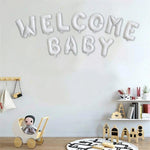 Set Baloane din Folie Metalizata, Flippy, Figurine Litere, Model Welcome Baby, Tema Aniversare, 40 cm, Ambalaj