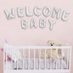 Set Baloane din Folie Metalizata, Flippy, Figurine Litere, Model Welcome Baby, Tema Aniversare, 40 cm, Ambalaj