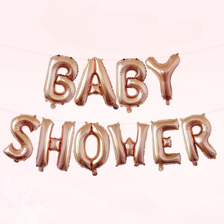 Set Baloane din Folie Metalizata, Flippy, Model Baby Shower, Litere de 40 cm, Baloane Party, Ambalaj Individual, Pai,