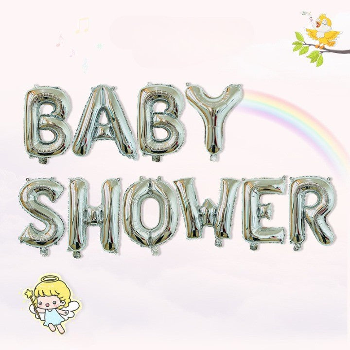 Set Baloane din Folie Metalizata, Flippy, Model Baby Shower, Litere de 40 cm, Baloane Party, Ambalaj Individual, Pai,