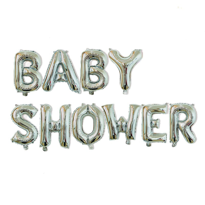 Set Baloane din Folie Metalizata, Flippy, Model Baby Shower, Litere de 40 cm, Baloane Party, Ambalaj Individual, Pai,