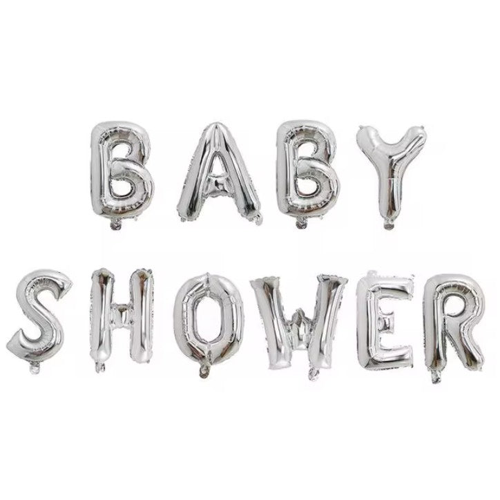 Set Baloane din Folie Metalizata, Flippy, Model Baby Shower, Litere de 40 cm, Baloane Party, Ambalaj Individual, Pai,