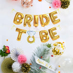 Set Baloane din Folie Metalizata, Flippy, Model Bride to Be cu Inel de Logodna, Litere de 40 cm, Baloane Party, Ambalaj