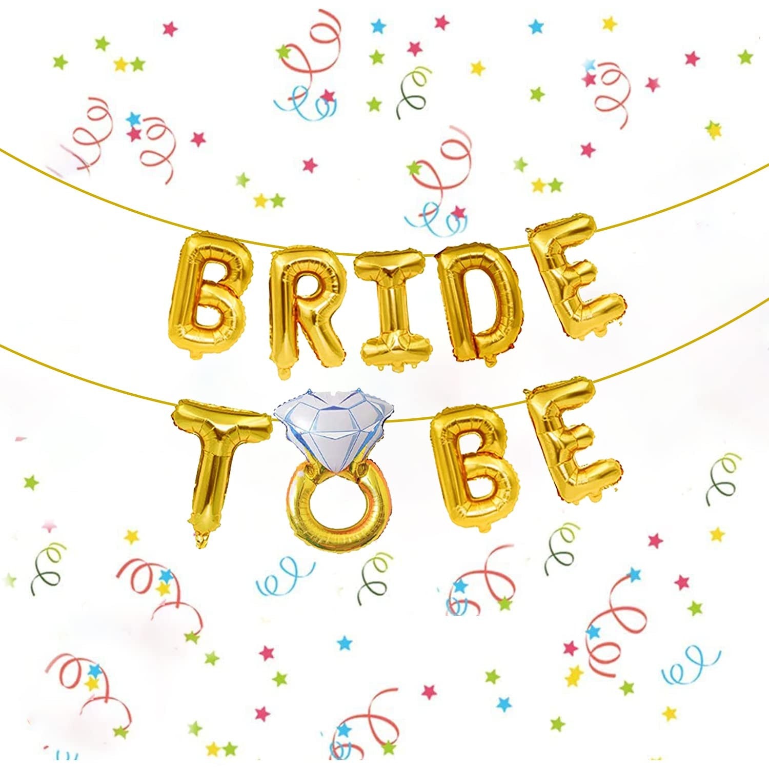 Set Baloane din Folie Metalizata, Flippy, Model Bride to Be cu Inel de Logodna, Litere de 40 cm, Baloane Party, Ambalaj
