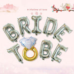 Set Baloane din Folie Metalizata, Flippy, Model Bride to Be cu Inel de Logodna, Litere de 40 cm, Baloane Party, Ambalaj