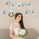 Set Baloane din Folie Metalizata, Flippy, Model Bride to Be cu Inel de Logodna, Litere de 40 cm, Baloane Party, Ambalaj