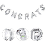 Set Baloane din Folie Metalizată, Flippy, Model Congrats, Litere de 40 cm, Baloane Absolvire, Ambalaj Individual, Pai