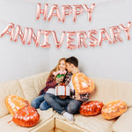 Set Baloane din Folie Metalizata, Flippy, Model Happy Anniversary, Litere de 40 cm, Baloane Party, Ambalaj Individual,