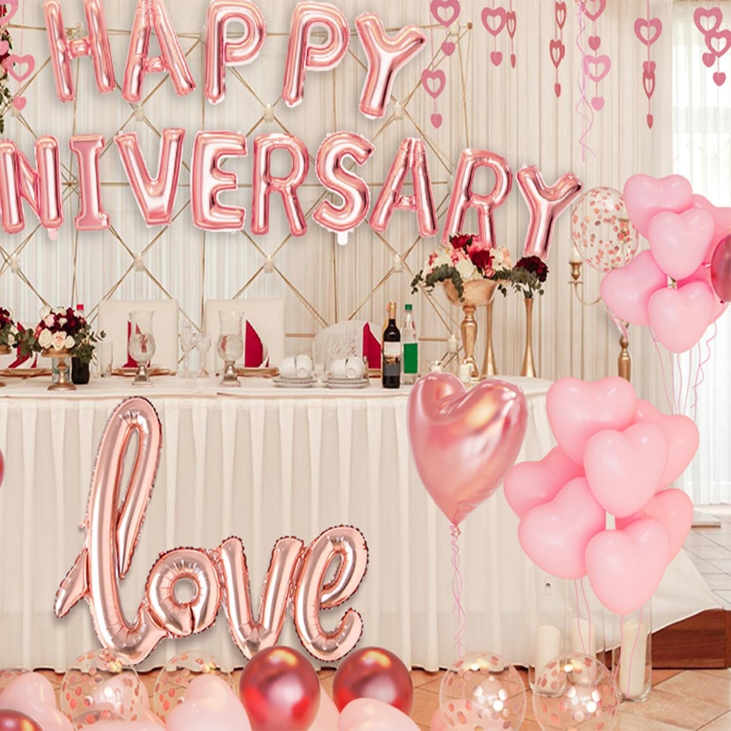 Set Baloane din Folie Metalizata, Flippy, Model Happy Anniversary, Litere de 40 cm, Baloane Party, Ambalaj Individual,