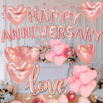 Set Baloane din Folie Metalizata, Flippy, Model Happy Anniversary, Litere de 40 cm, Baloane Party, Ambalaj Individual,