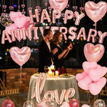 Set Baloane din Folie Metalizata, Flippy, Model Happy Anniversary, Litere de 40 cm, Baloane Party, Ambalaj Individual,