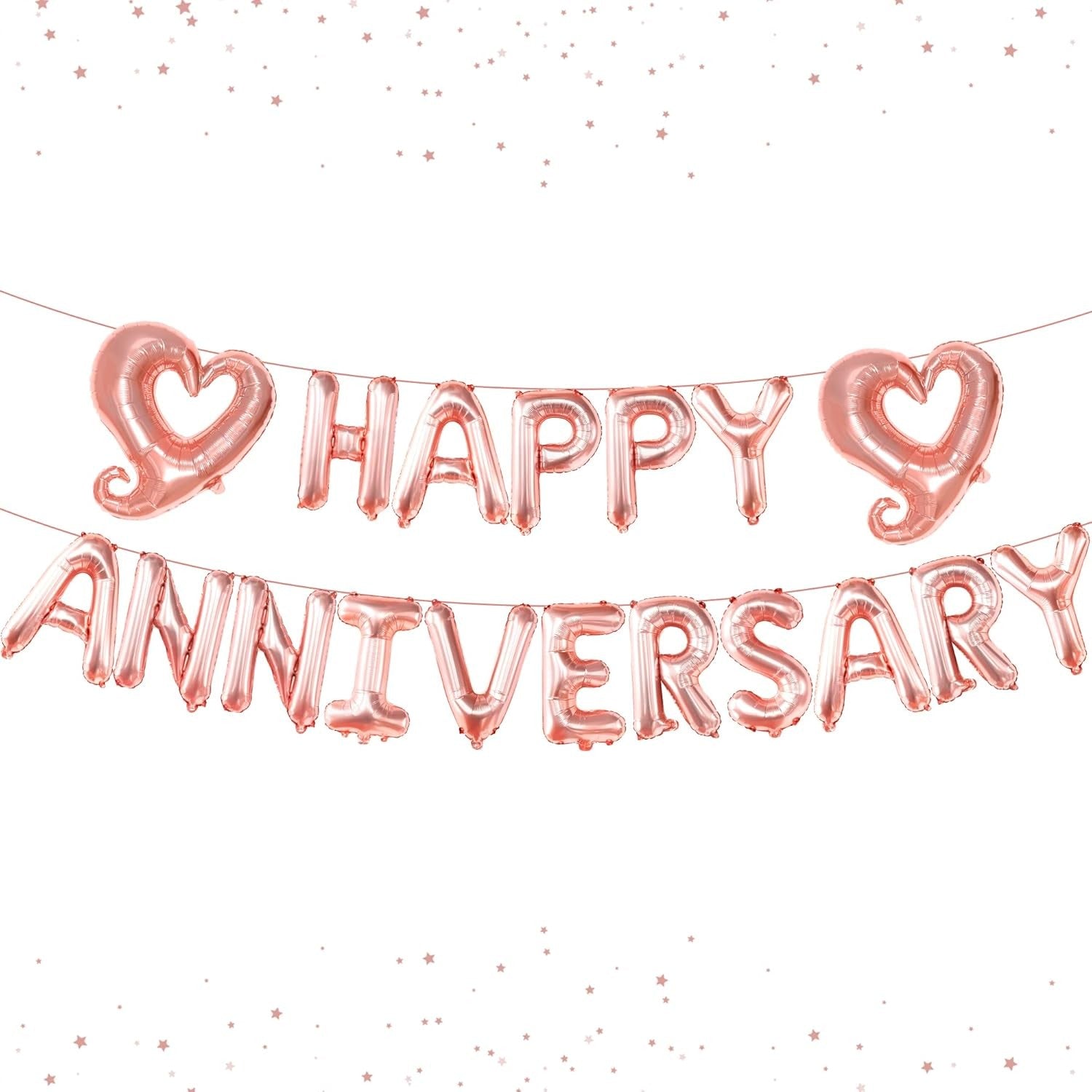 Set Baloane din Folie Metalizata, Flippy, Model Happy Anniversary, Litere de 40 cm, Baloane Party, Ambalaj Individual,