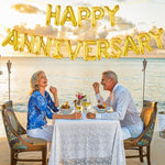 Set Baloane din Folie Metalizata, Flippy, Model Happy Anniversary, Litere de 40 cm, Baloane Party, Ambalaj Individual,