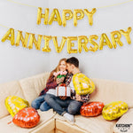 Set Baloane din Folie Metalizata, Flippy, Model Happy Anniversary, Litere de 40 cm, Baloane Party, Ambalaj Individual,
