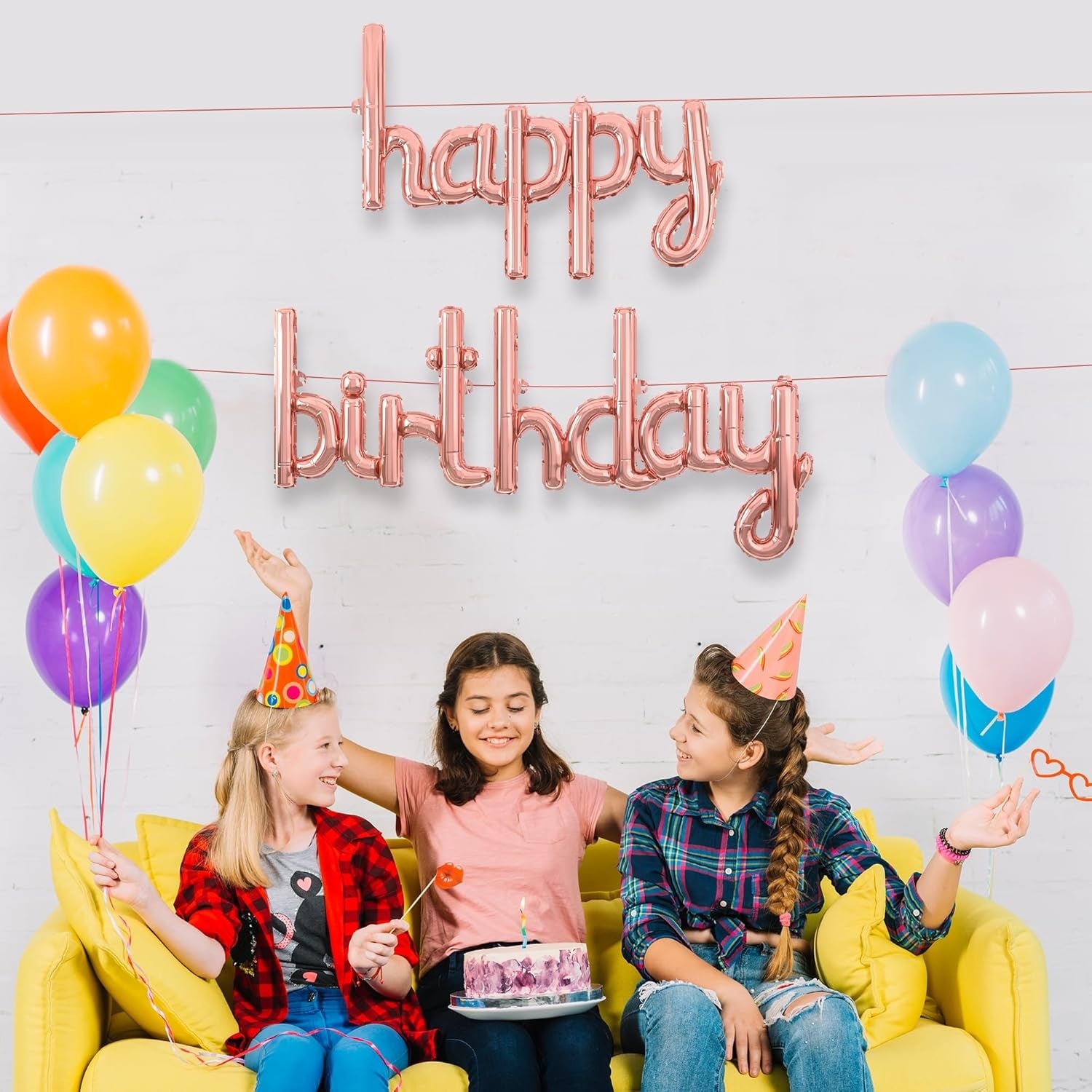 Set Baloane din Folie Metalizata, Flippy, Model Happy Birthday, 45x85 cm, 45x124cm, Baloane Party, Ambalaj Individual,