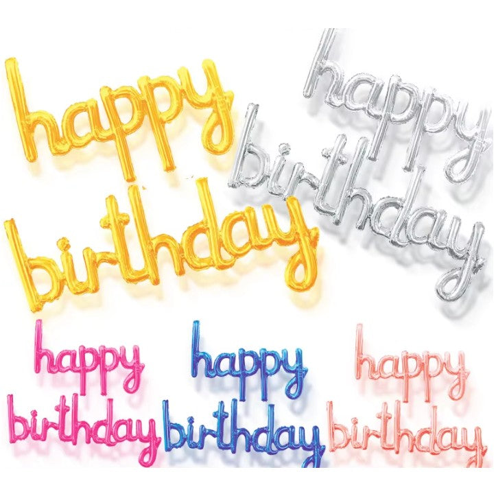 Set Baloane din Folie Metalizata, Flippy, Model Happy Birthday, 45x85 cm, 45x124cm, Baloane Party, Ambalaj Individual,