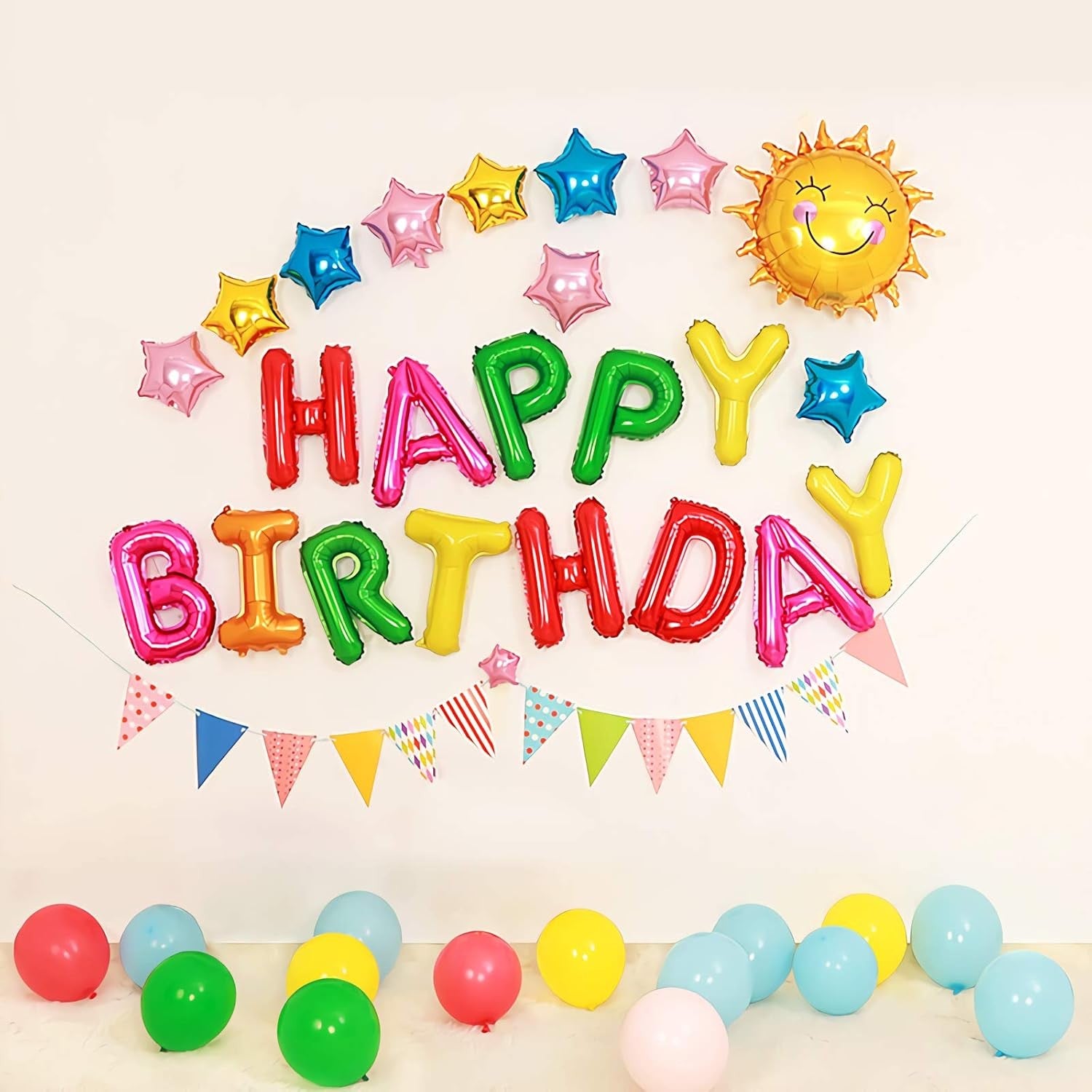 Set Baloane din Folie Metalizata, Flippy, Model Happy Birthday, Litere de 40 cm, Baloane Party, Ambalaj Individual,