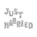 Set Baloane din Folie Metalizata, Flippy, Figurine Litere, Model Just Married, Tema Nunta, 40 cm, Baloane Party,