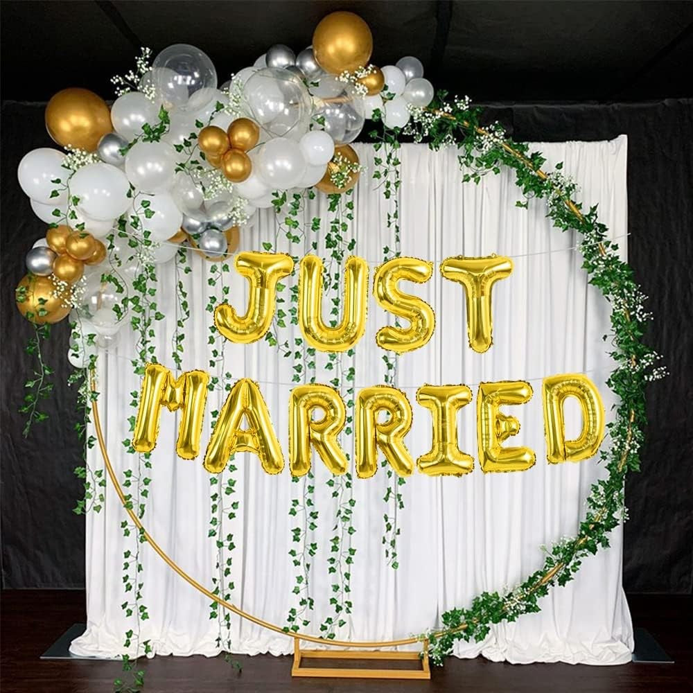 Set Baloane din Folie Metalizata, Flippy, Model Just Married, Litere de 40 cm, Baloane Party, Ambalaj Individual, Pai,