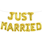 Set Baloane din Folie Metalizata, Flippy, Model Just Married, Litere de 40 cm, Baloane Party, Ambalaj Individual, Pai,