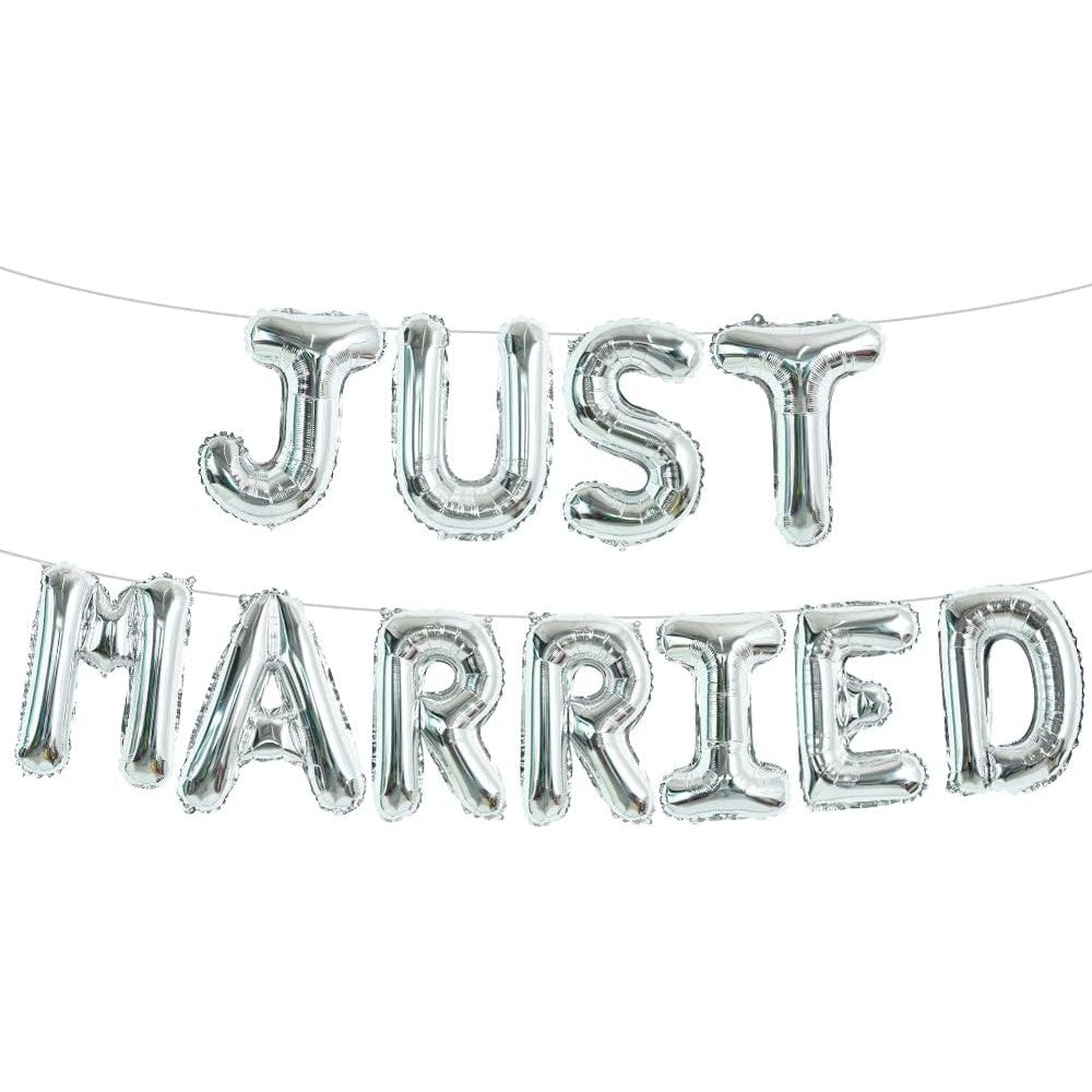 Set Baloane din Folie Metalizata, Flippy, Model Just Married, Litere de 40 cm, Baloane Party, Ambalaj Individual, Pai,