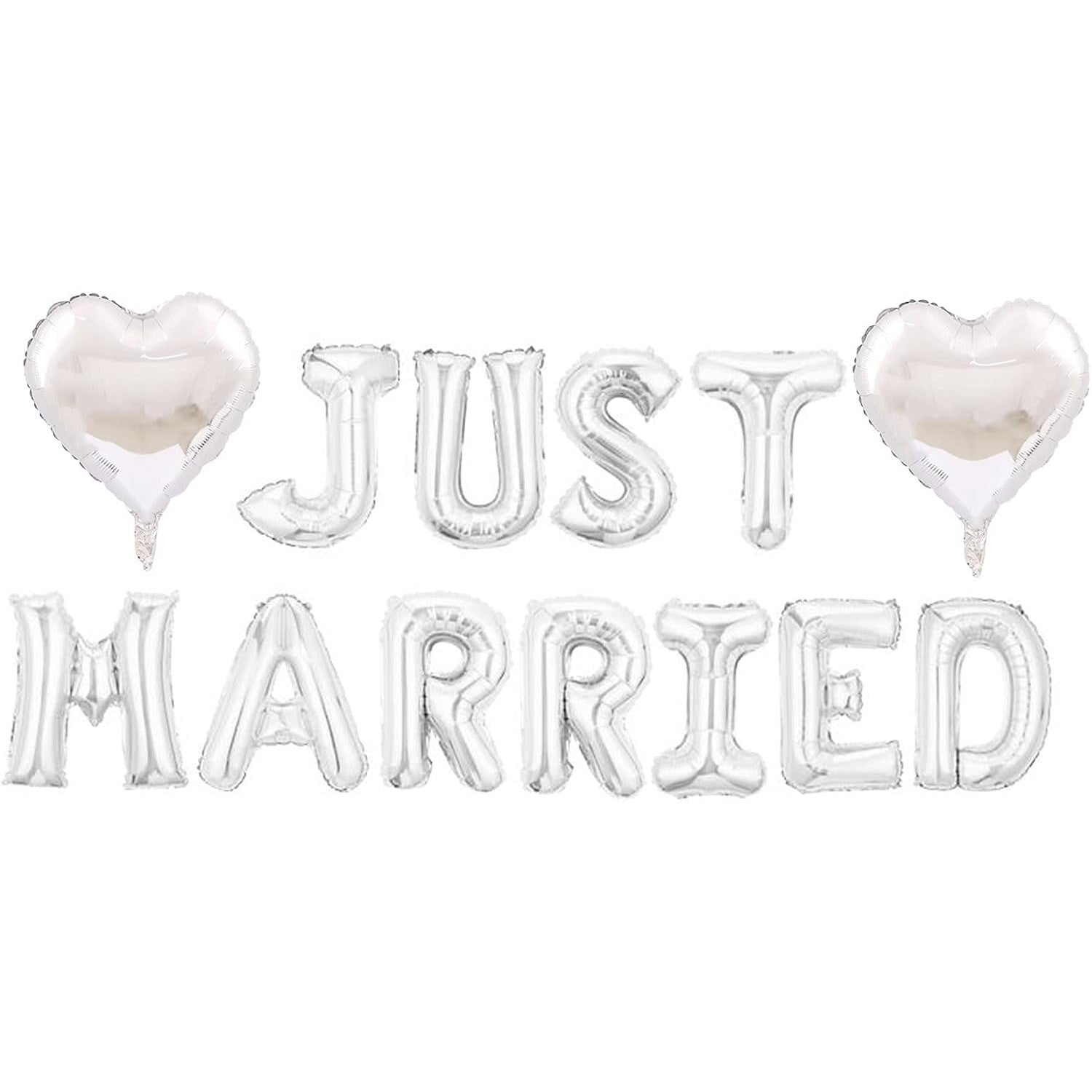 Set Baloane din Folie Metalizata, Flippy, Model Just Married, Litere de 40 cm, Baloane Party, Ambalaj Individual, Pai,