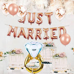 Set Baloane din Folie Metalizata, Flippy, Model Just Married, Litere de 40 cm, Baloane Party, Ambalaj Individual, Pai,