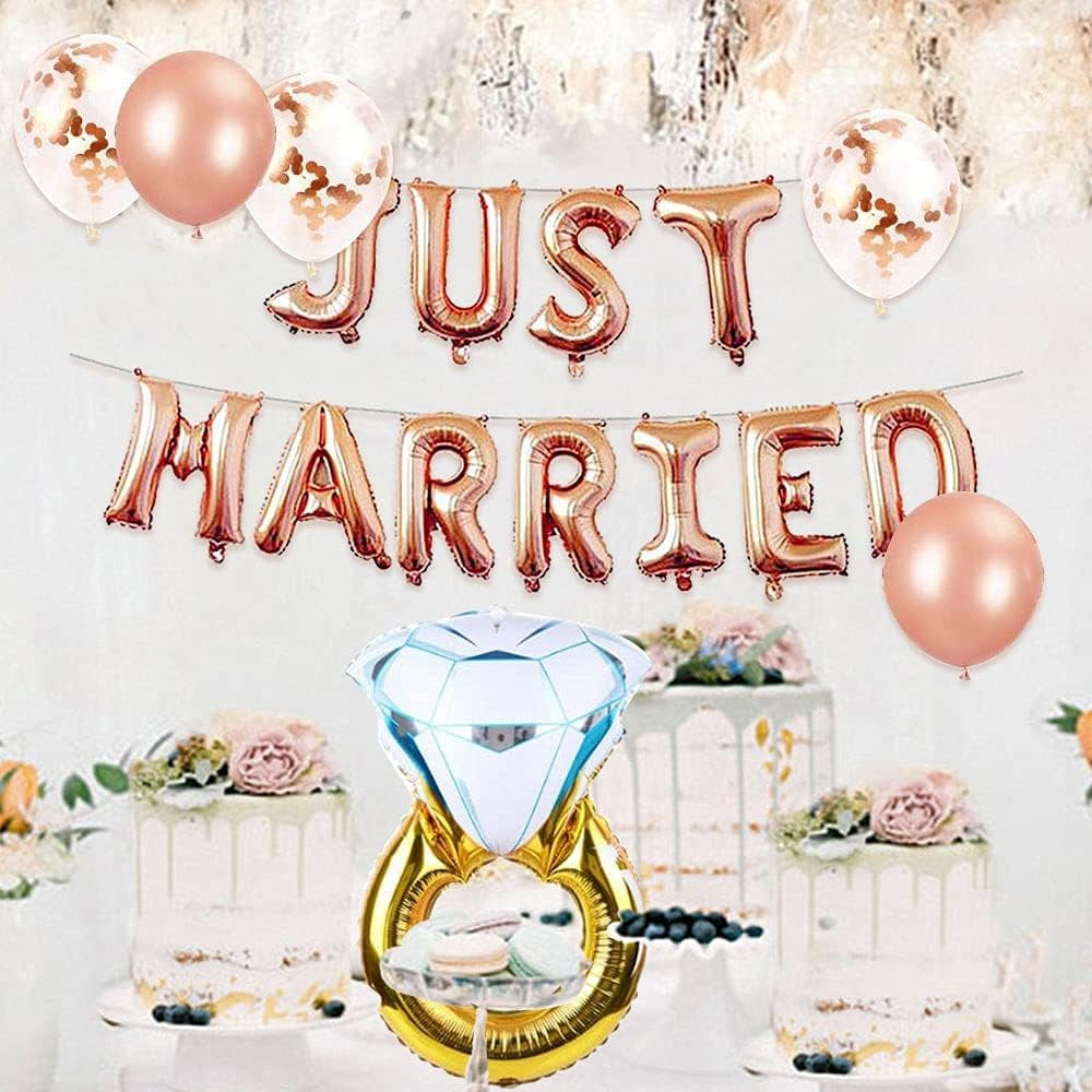 Set Baloane din Folie Metalizata, Flippy, Model Just Married, Litere de 40 cm, Baloane Party, Ambalaj Individual, Pai,