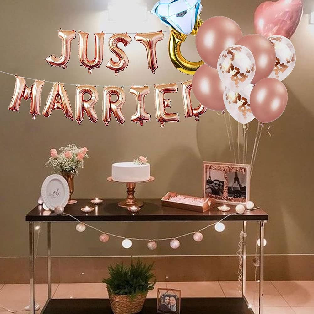 Set Baloane din Folie Metalizata, Flippy, Model Just Married, Litere de 40 cm, Baloane Party, Ambalaj Individual, Pai,