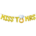 Set Baloane din Folie Metalizata, Flippy, Model Miss to Mrs cu Inel de Logodna, Litere de 40 cm, Tema Iubire, Baloane