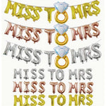 Set Baloane din Folie Metalizata, Flippy, Model Miss to Mrs cu Inel de Logodna, Litere de 40 cm, Tema Iubire, Baloane