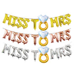 Set Baloane din Folie Metalizata, Flippy, Model Miss to Mrs cu Inel de Logodna, Litere de 40 cm, Tema Iubire, Baloane