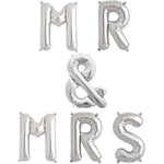 Set Baloane din Folie Metalizata, Flippy, Figurine Litere, Model MR&MRS, Tema Nunta, 40 cm, Baloane Party, Ambalaj